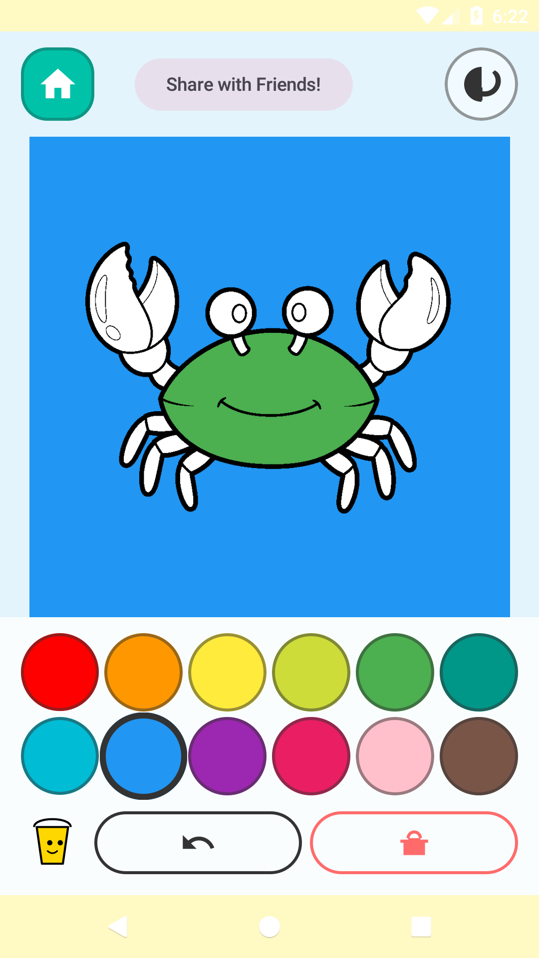 Coloring page filled with color